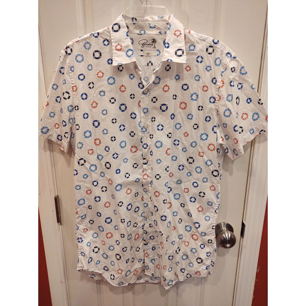 Bonobos Tailored Fit Life Rings L Long Mens Shirt White Buoy Tropical Ocean
